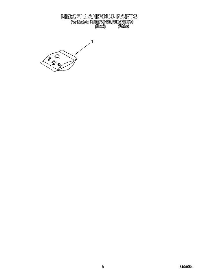 MISCELLANEOUS, OPTIONAL Diagram and Parts List for RUD5750HB0  Roper Dishwasher