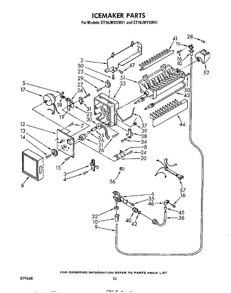 ICE MAKER Diagram and Parts List for ET18JMXSW01  Whirlpool Refrigerator