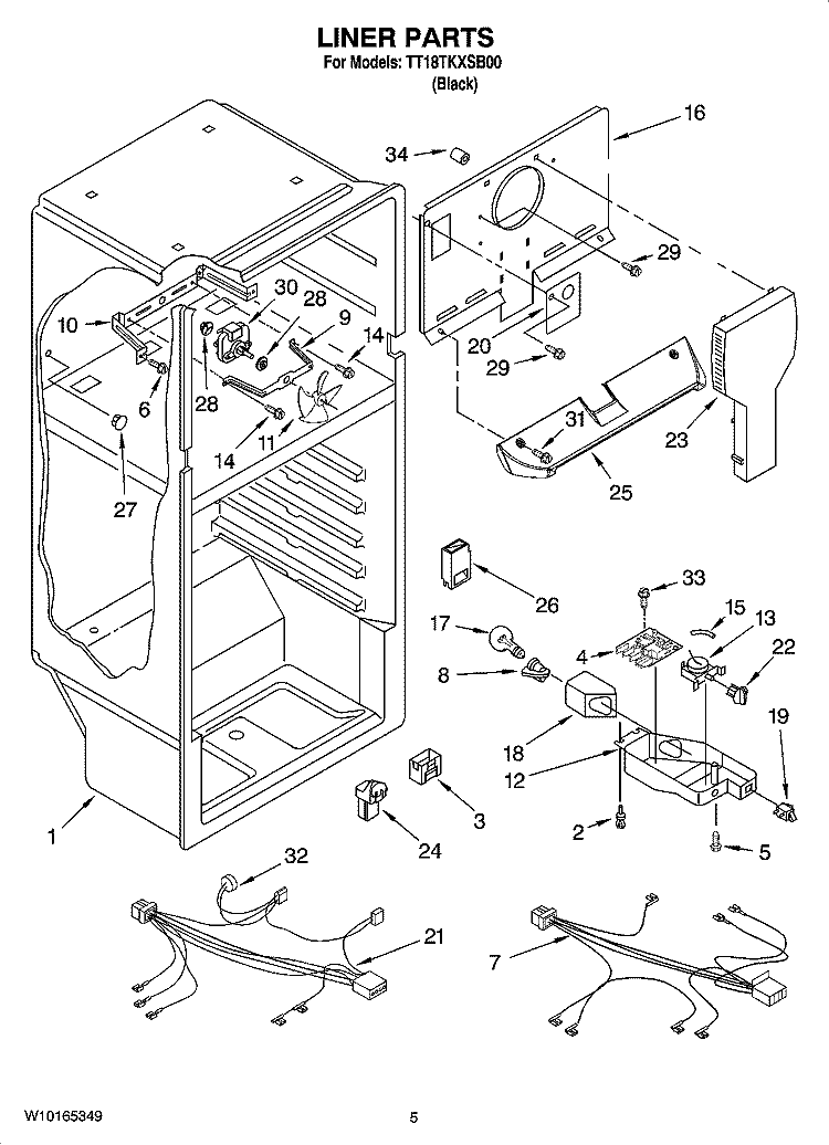 LINER PARTS Diagram and Parts List for TT18TKXSB00  Estate Refrigerator