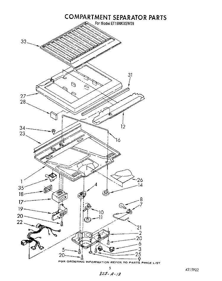 COMPARTMENT SEPARATOR Diagram and Parts List for ET18NKXSW09  Whirlpool Refrigerator