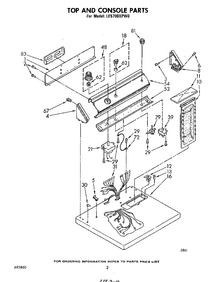 SECTION Diagram and Parts List for LE5700XPW0  Whirlpool Dryer