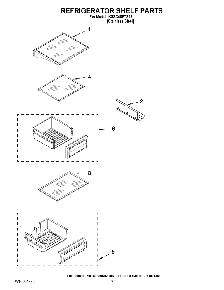 REFRIGERATOR SHELF PARTS Diagram and Parts List for KSSC48FTS16  KitchenAid Refrigerator