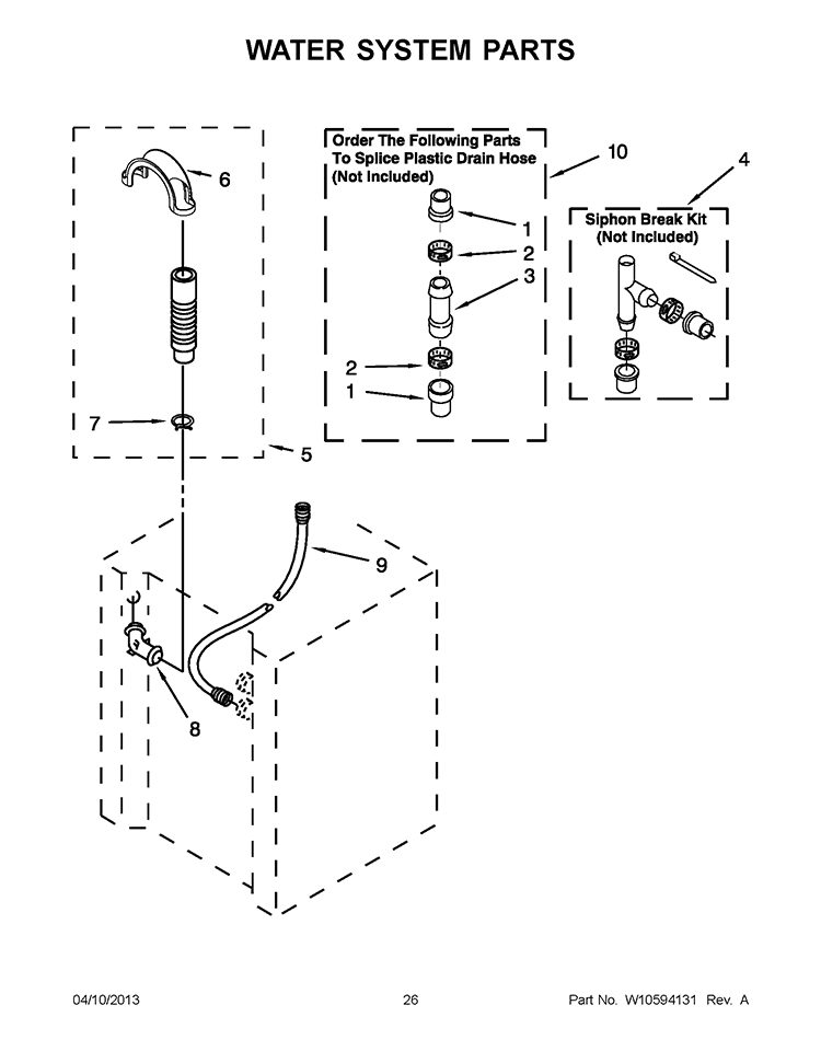 WATER SYSTEM PARTS Diagram and Parts List for WET3300XQ0  Whirlpool Washer Dryer Combo