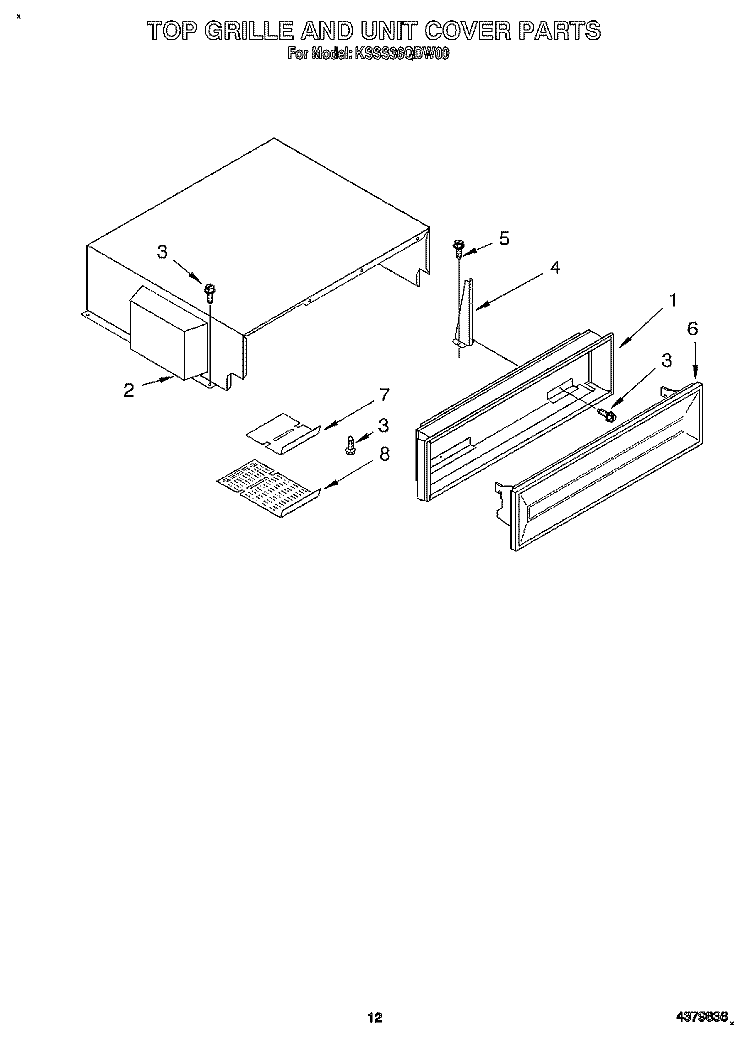 TOP GRILLE AND UNIT COVER Diagram and Parts List for KSSS36QDW00  KitchenAid Refrigerator