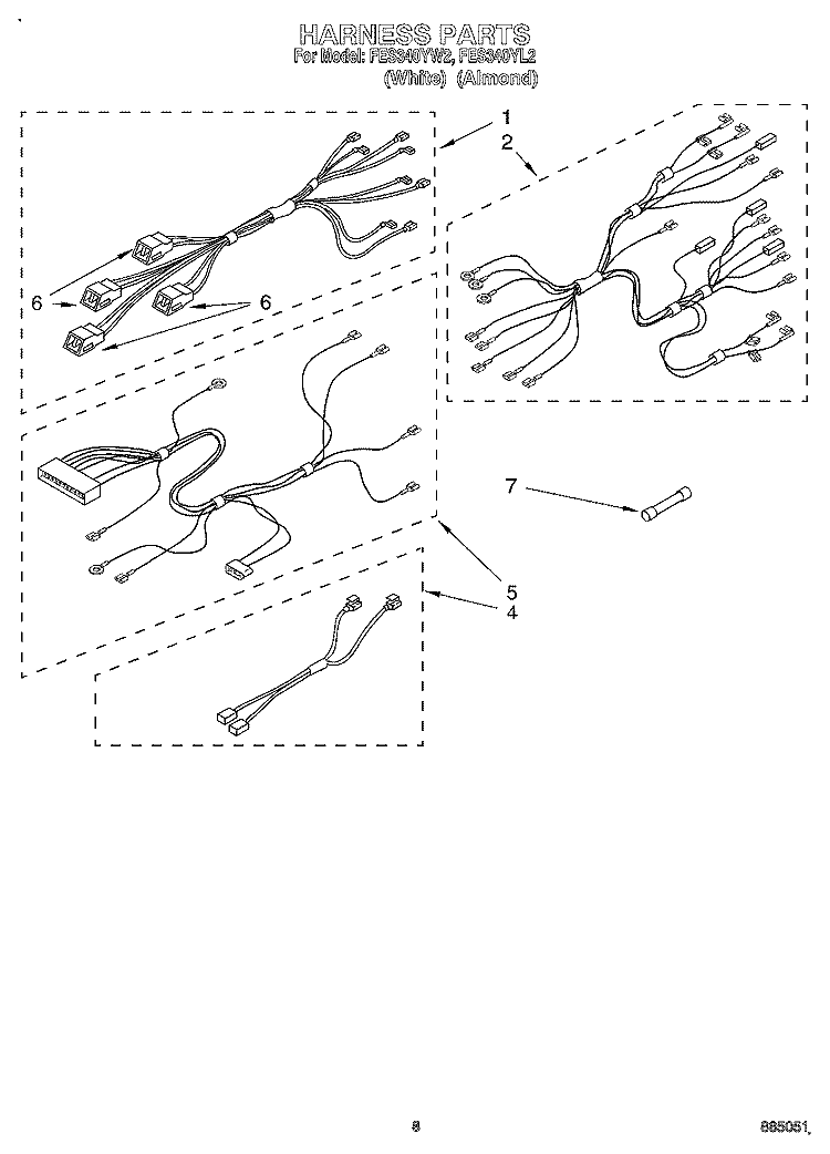 HARNESS, LIT/OPTIONAL Diagram and Parts List for FES340YW2  Roper Range