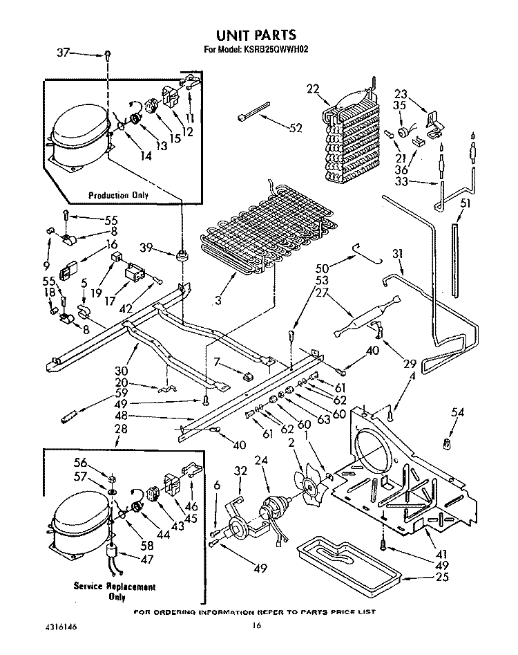 UNIT Diagram and Parts List for KSRB25QWAL02  KitchenAid Refrigerator