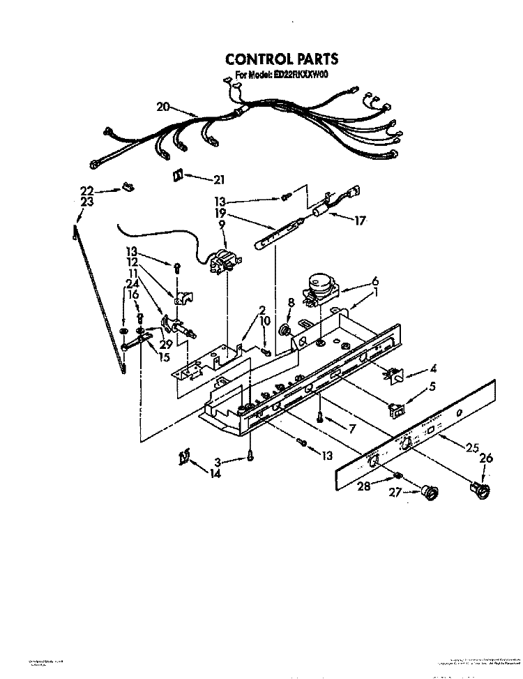 CONTROL, LIT/OPTIONAL Diagram and Parts List for 8ED22RKXXW00  Whirlpool Refrigerator