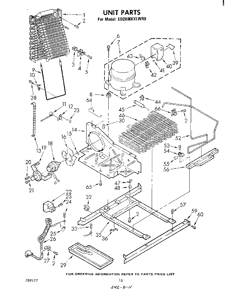 UNIT Diagram and Parts List for ED26MKXLWR0  Whirlpool Refrigerator
