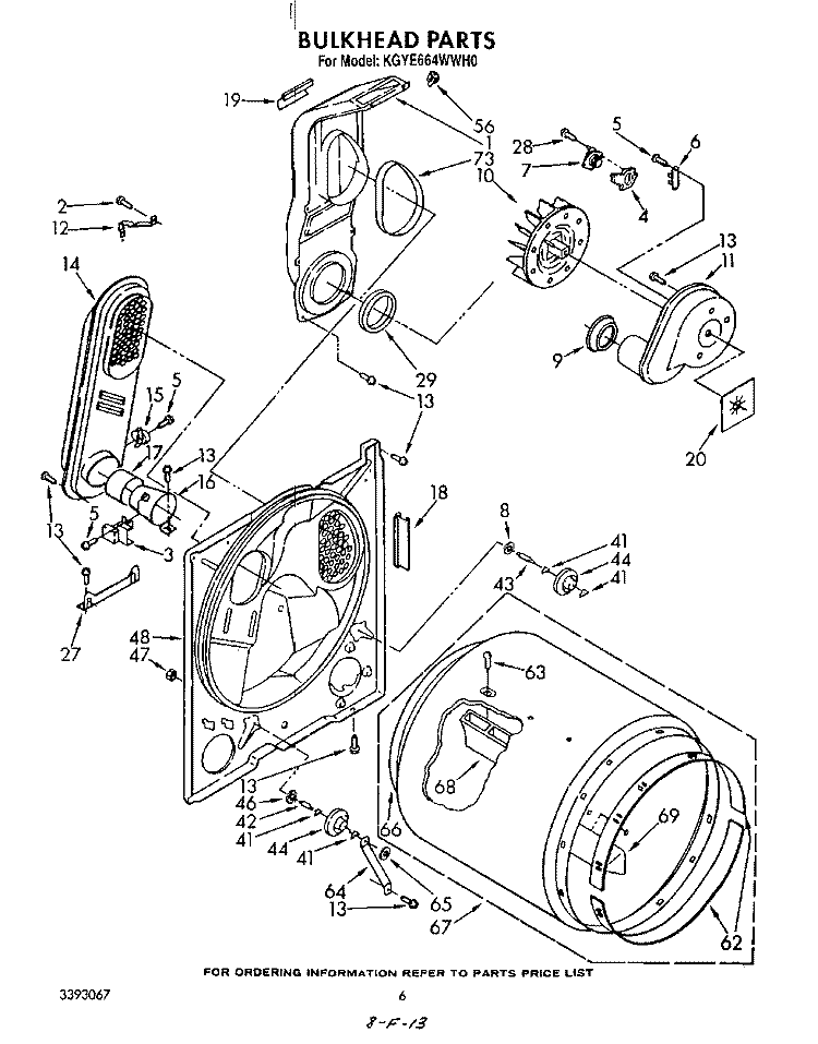 BULKHEAD Diagram and Parts List for KGYE664WTO0  KitchenAid Dryer