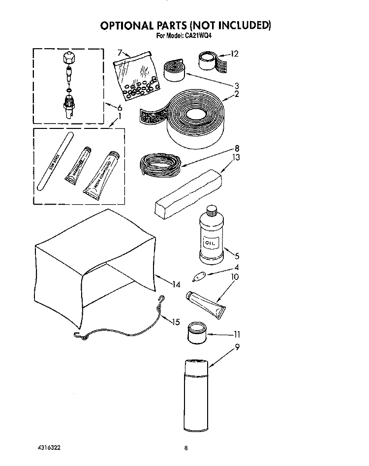 OPTIONAL Diagram and Parts List for CA21WQ4  Whirlpool Air Conditioner