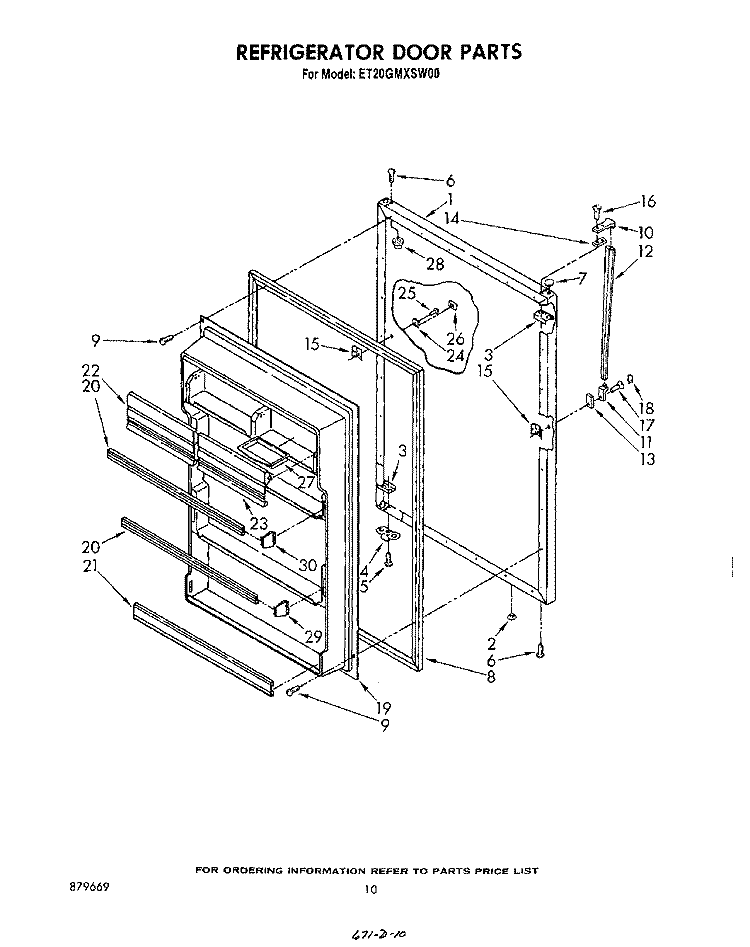 REFRIGERATOR DOOR Diagram and Parts List for ET20GMXSW00  Whirlpool Refrigerator