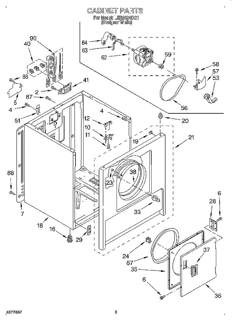 SECTION Diagram and Parts List for LER3624DQ1  Whirlpool Dryer