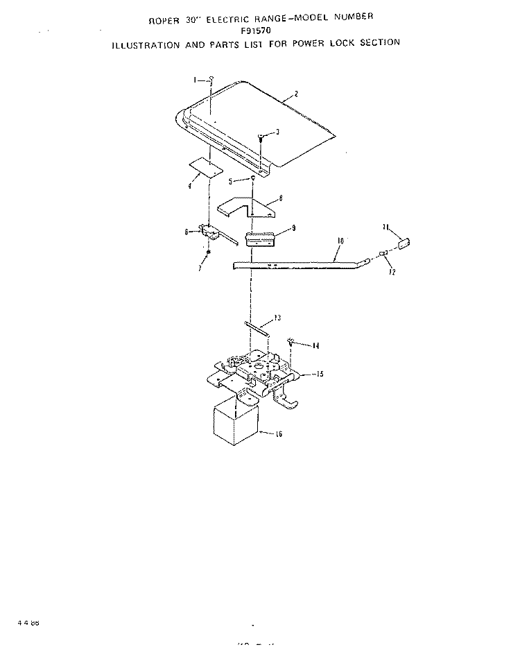 POWER LOCK Diagram and Parts List for F9157W0  Roper Range