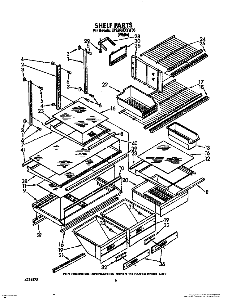 SHELF, OPTIONAL Diagram and Parts List for ET22RMXYW00  Whirlpool Refrigerator