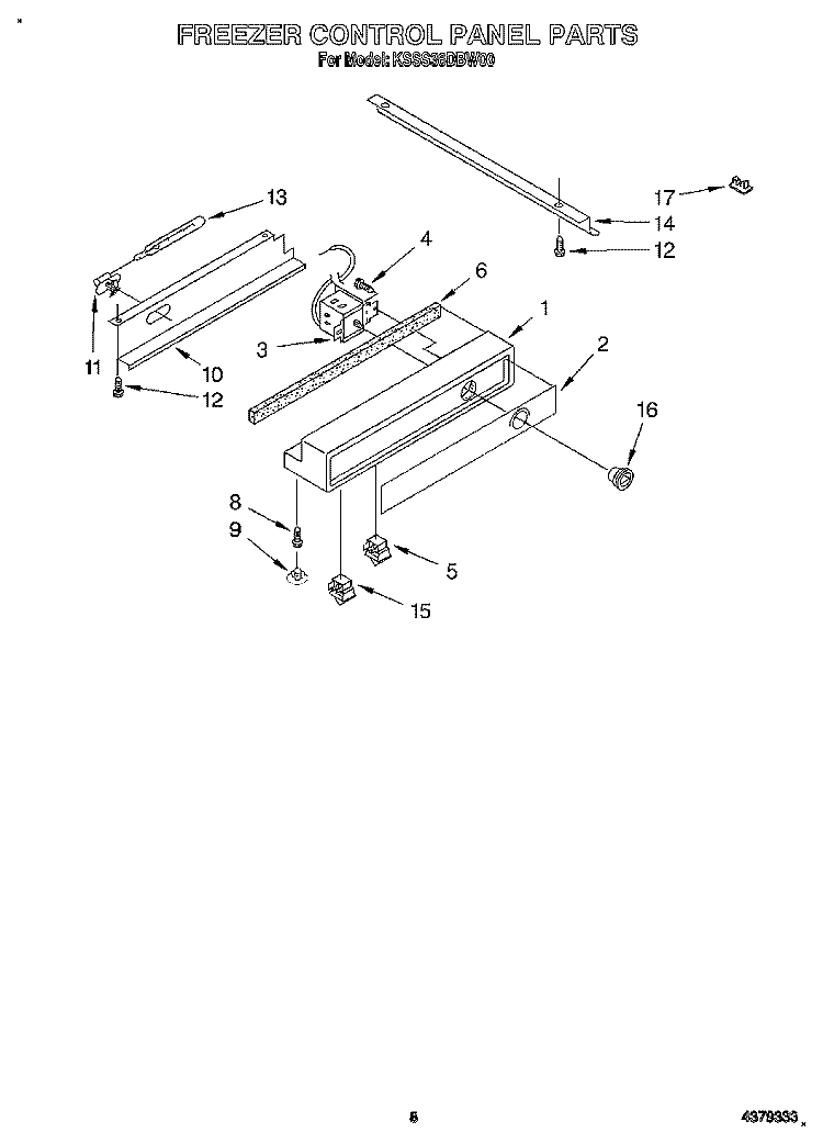FREEZER CONTROL PANEL Diagram and Parts List for KSSS36DBW00  KitchenAid Refrigerator