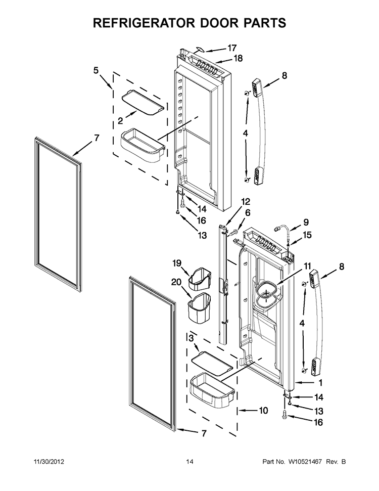 REFRIGERATOR DOOR PARTS Diagram and Parts List for GI0FSAXVY010  Whirlpool Refrigerator