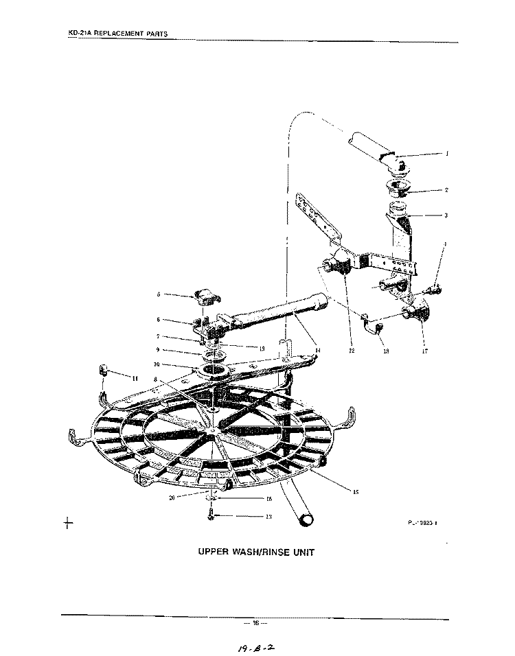 UPPER WASH/RINSE Diagram and Parts List for KDC21A  KitchenAid Dishwasher