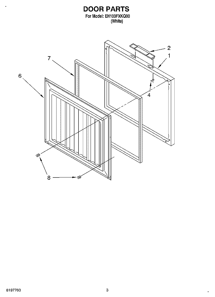 SECTION Diagram and Parts List for EH100FXKQ00  Whirlpool Freezer