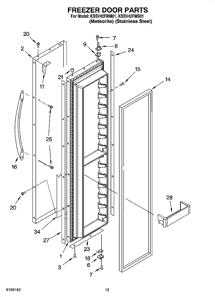 FREEZER DOOR PARTS Diagram and Parts List for KSSV42FMS01  KitchenAid Refrigerator