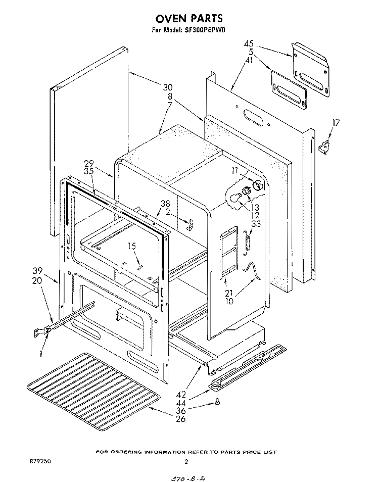 OVEN , LIT/OPTIONAL Diagram and Parts List for SF300PEPW0  Whirlpool Range