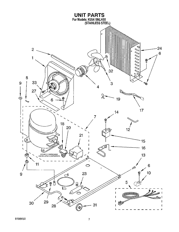 UNIT PARTS Diagram and Parts List for KUIA15NLHS5  KitchenAid Ice Maker