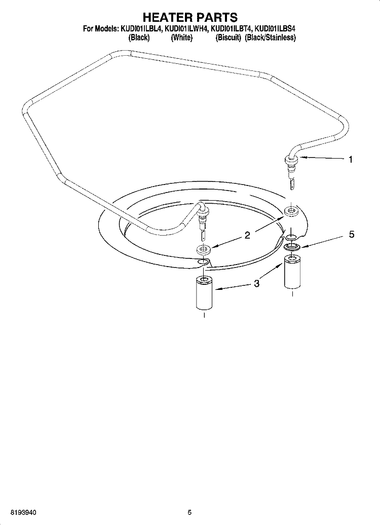 HEATER PARTS Diagram and Parts List for KUDI01ILWH4  KitchenAid Dishwasher