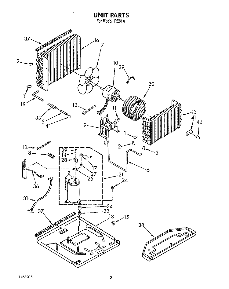 UNIT, LIT/OPTIONAL Diagram and Parts List for RE81A  Whirlpool Air Conditioner
