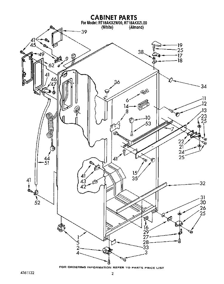 CABINET Diagram and Parts List for RT18AKXZW00  Roper Refrigerator