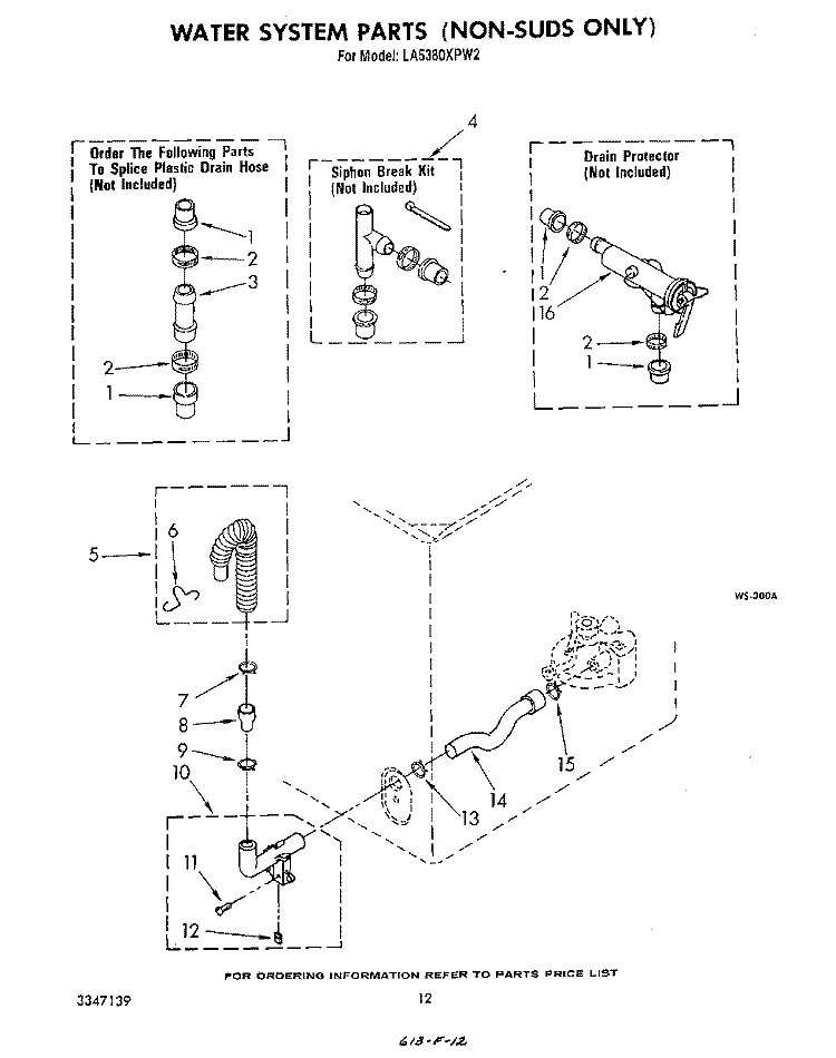 WATER SYSTEM Diagram and Parts List for LA5380XPW2  Whirlpool Washer
