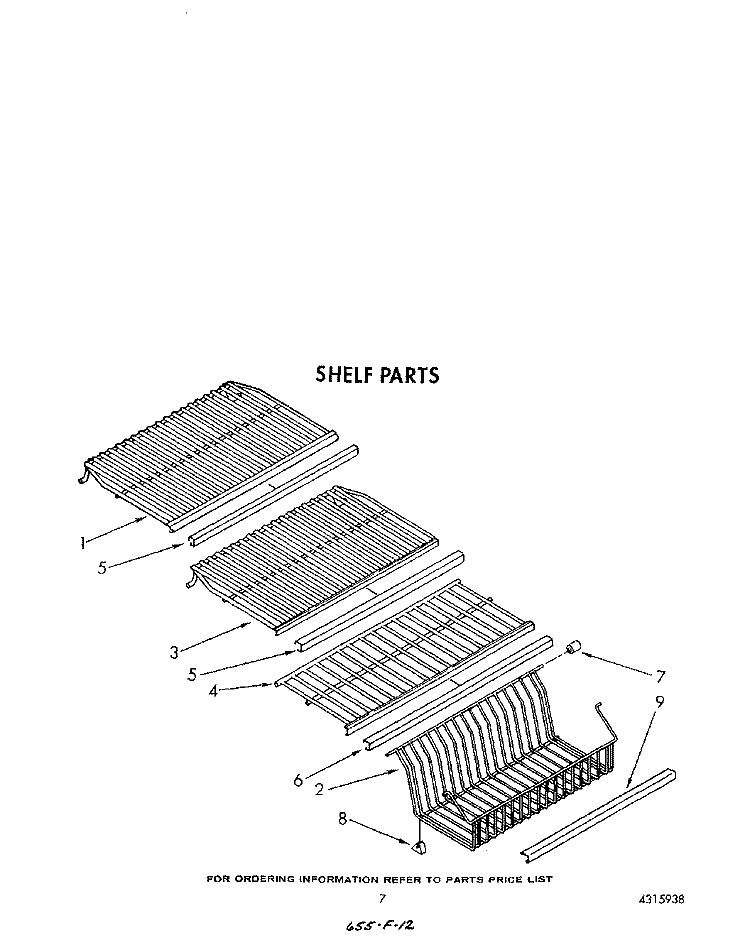 SHELF Diagram and Parts List for EV150NXWN00  Whirlpool Freezer