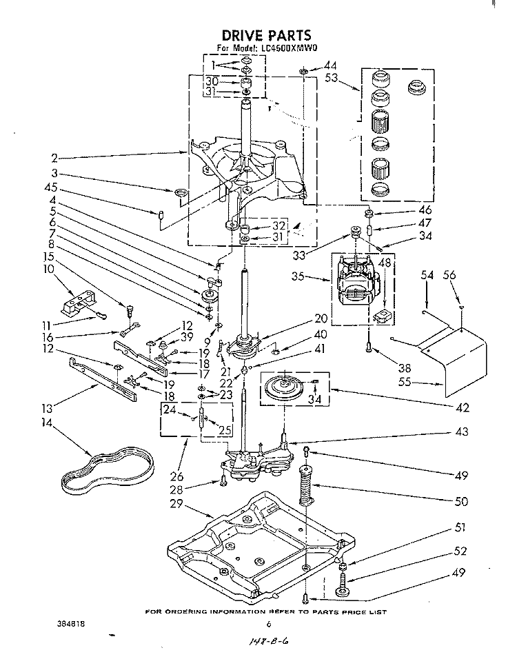 DRIVE Diagram and Parts List for LC4500XMW0  Whirlpool Washer