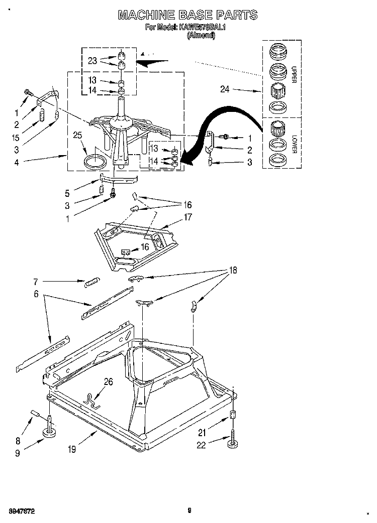 MACHINE BASE Diagram and Parts List for KAWE578BAL1  KitchenAid Washer