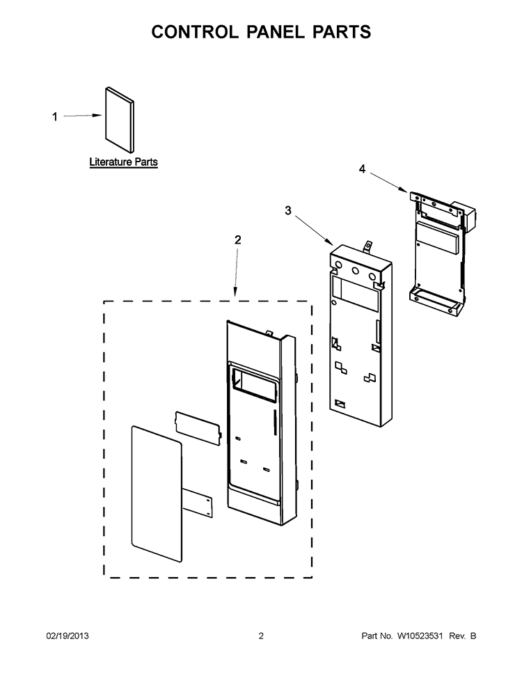 CONTROL PANEL PARTS Diagram and Parts List for KHMS2040WBL2  KitchenAid Microwave