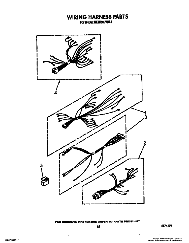 WIRING HARNESS Diagram and Parts List for KEMI300VBL5  KitchenAid Microwave Oven Combo