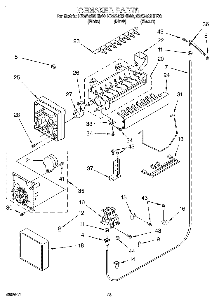 ICE MAKER, OPTIONAL Diagram and Parts List for KSSS42MHT00  KitchenAid Refrigerator