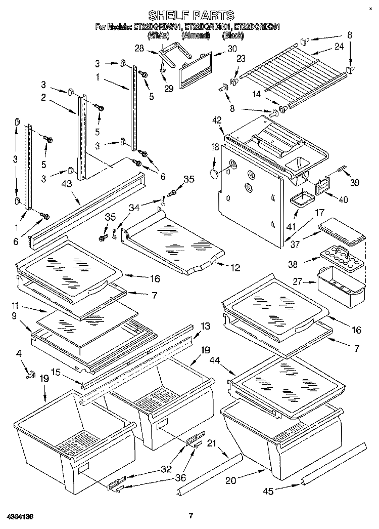 SHELF, LIT/OPTIONAL Diagram and Parts List for ET22DQRDN01  Whirlpool Refrigerator