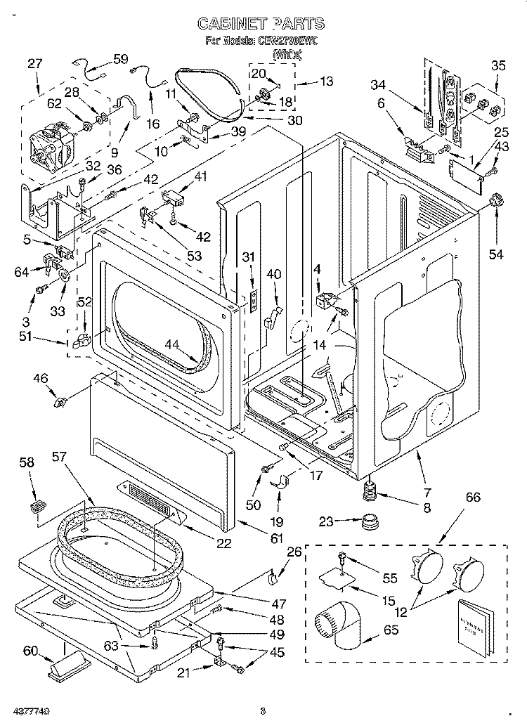 SECTION Diagram and Parts List for CEW2790EW0  Whirlpool Dryer