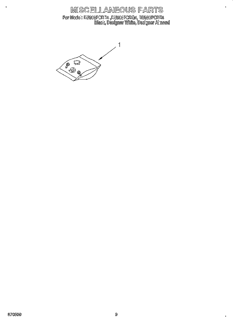 MISCELLANEOUS, LIT/OPTIONAL Diagram and Parts List for DU900PCDQ4  Whirlpool Dishwasher