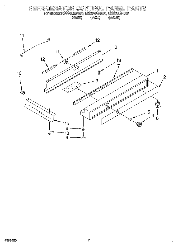 REFRIGERATOR CONTROL PANEL Diagram and Parts List for KSSS42QHB00  KitchenAid Refrigerator