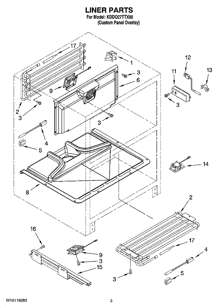 LINER PARTS Diagram and Parts List for KDDO27TTX00  KitchenAid Refrigerator