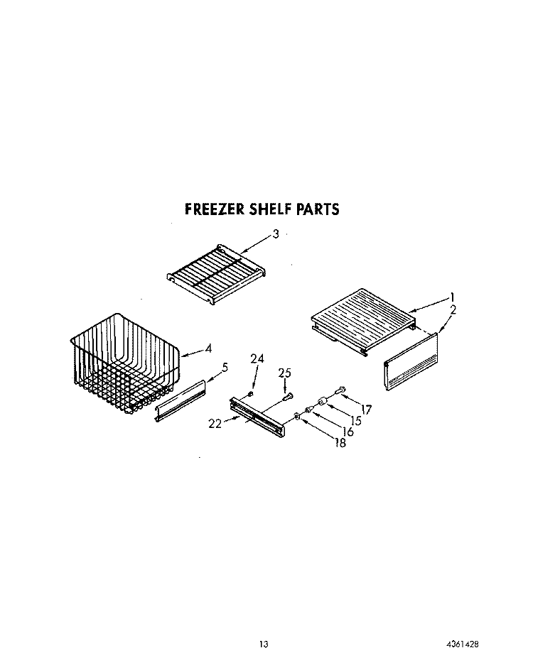 FREEZER SHELF Diagram and Parts List for KSSS42DAW00  KitchenAid Refrigerator