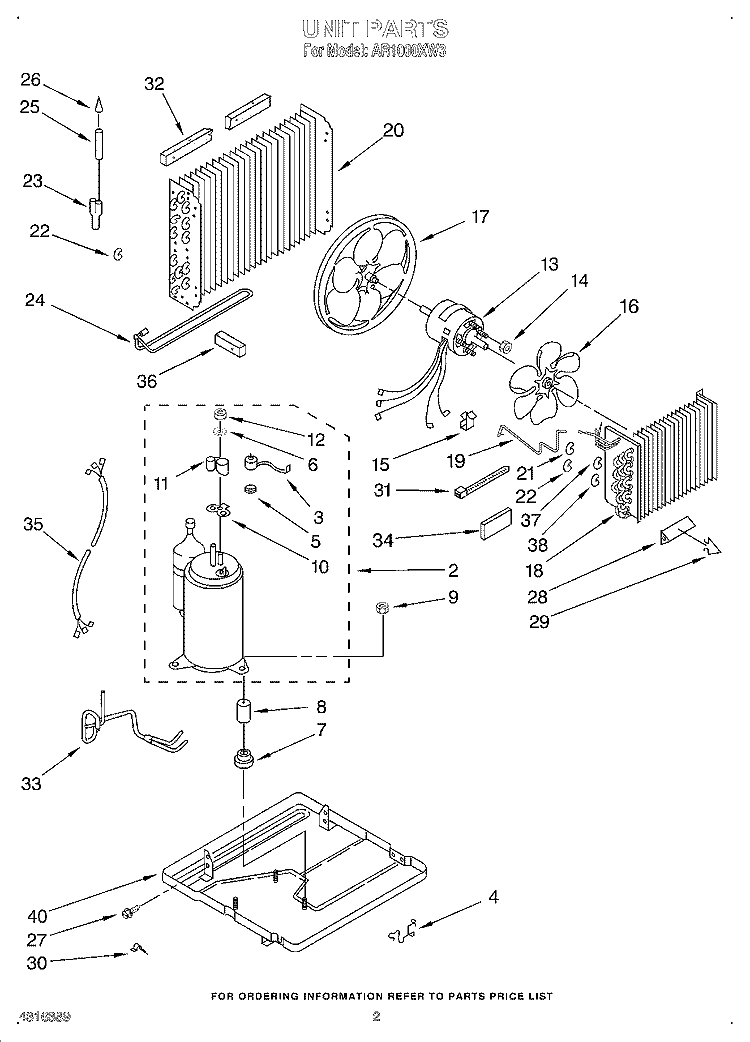 UNIT, LIT/OPTIONAL Diagram and Parts List for AR1000XW3  Whirlpool Air Conditioner