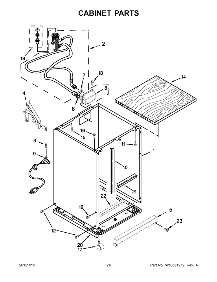 CABINET PARTS Diagram and Parts List for WDP350PAAW0  Whirlpool Dishwasher