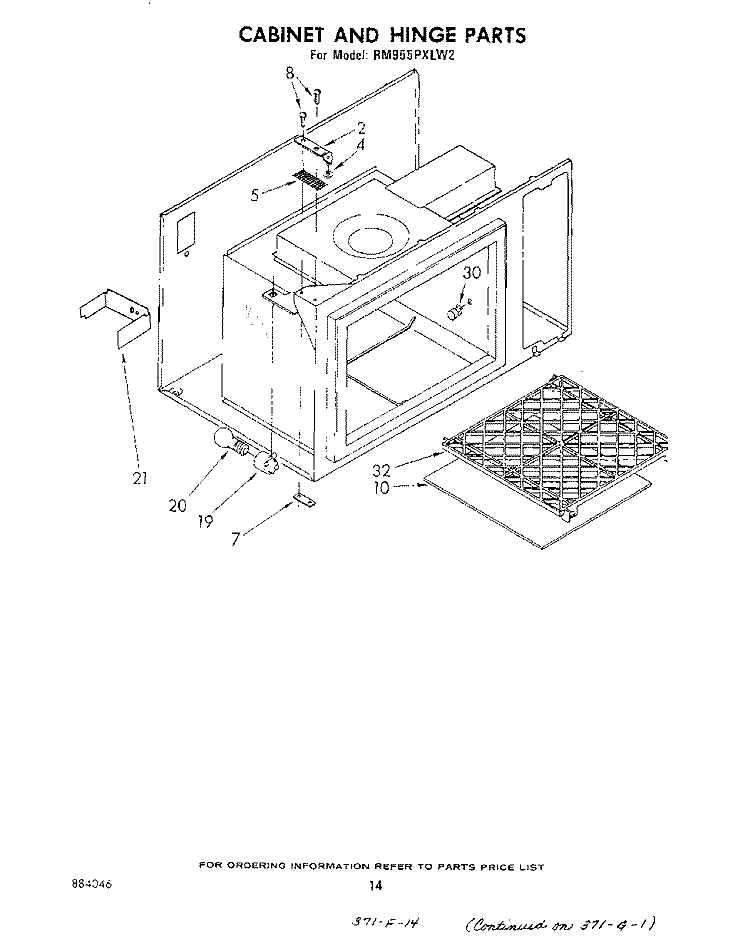 CABINET AND HINGE Diagram and Parts List for RM955PXLW2  Whirlpool Microwave Oven Combo