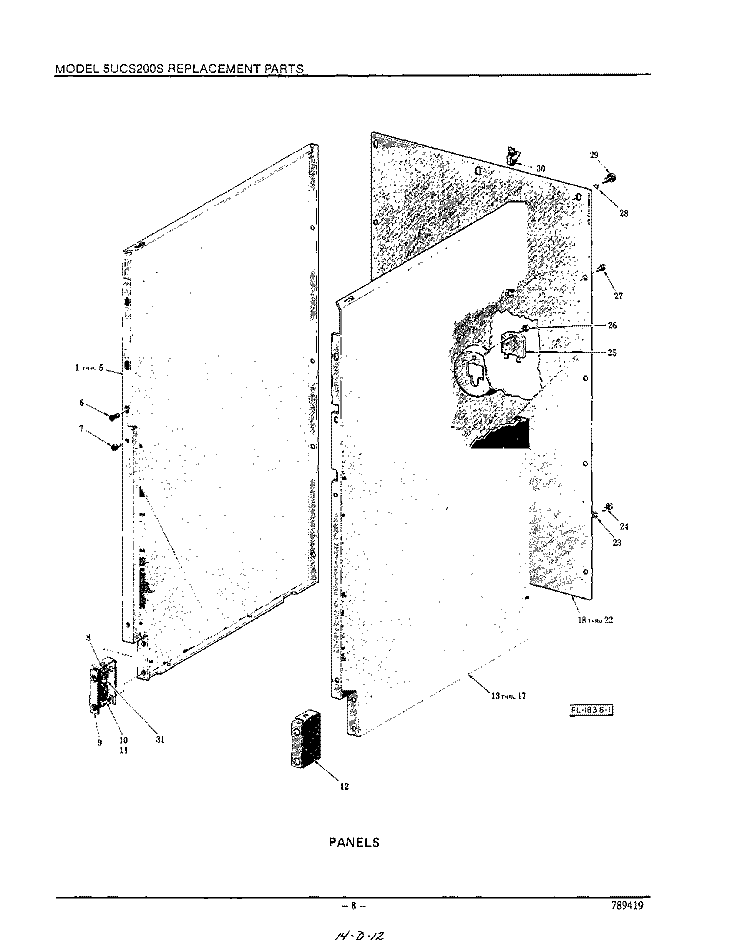 PANEL Diagram and Parts List for KCS200E  KitchenAid Trash Compactor