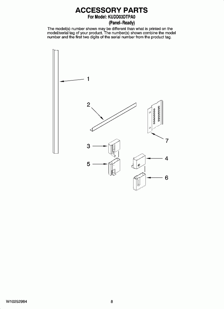 ACCESSORY PARTS Diagram and Parts List for KUDD03DTPA0  KitchenAid Dishwasher