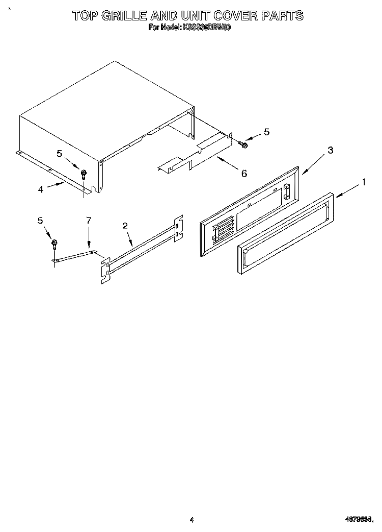 TOP GRILLE AND UNIT COVER Diagram and Parts List for KSSS36DBW00  KitchenAid Refrigerator