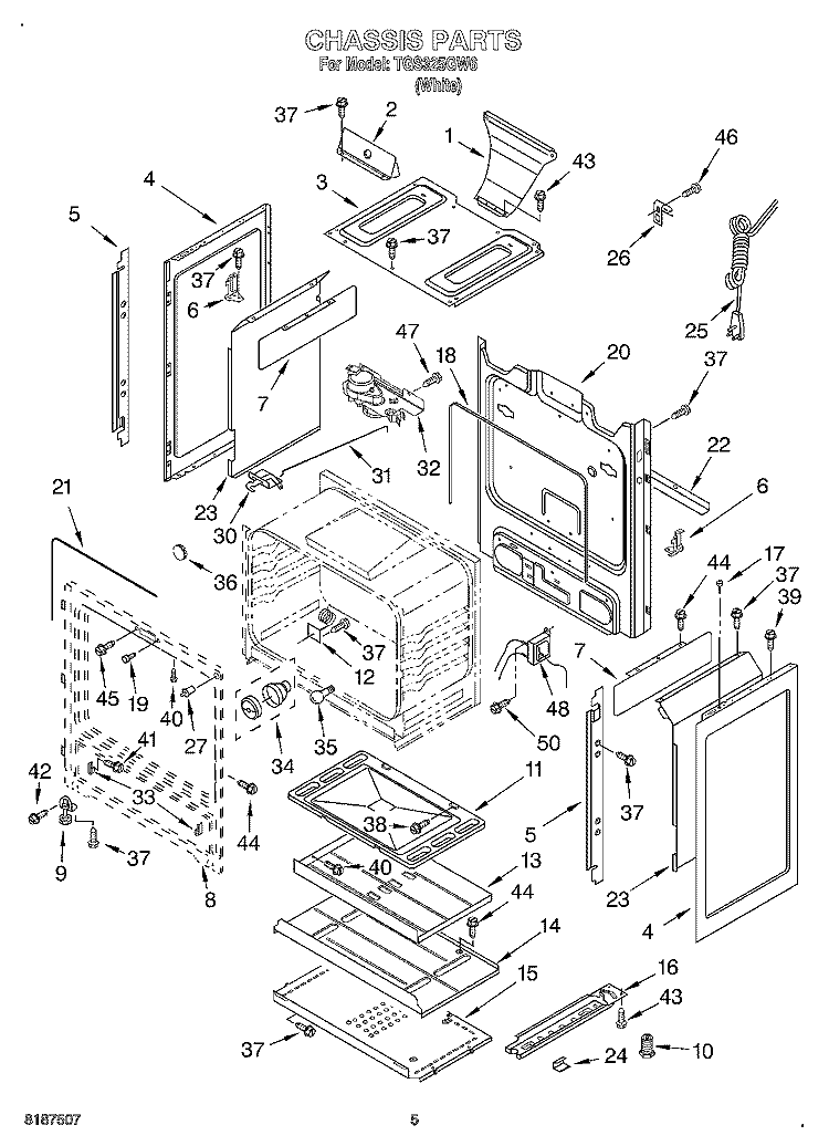 CHASSIS Diagram and Parts List for TGS325GW6  Estate Range