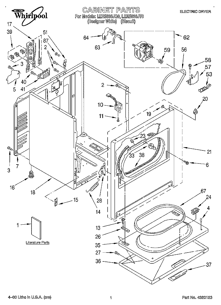 SECTION Diagram and Parts List for LER5636JQ0  Whirlpool Dryer
