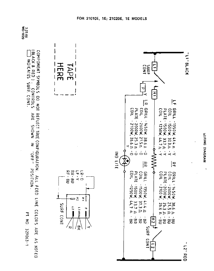 WIRING DIAGRAM Diagram and Parts List for N3157W0  Roper Range